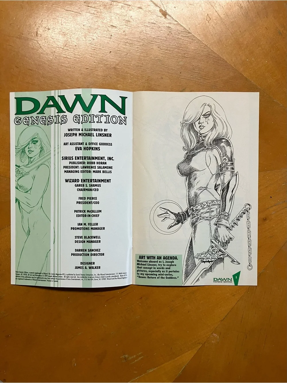 Vintage 1999 Dawn Genesis Edition 1 Comic Wizard Exclusive Linsner